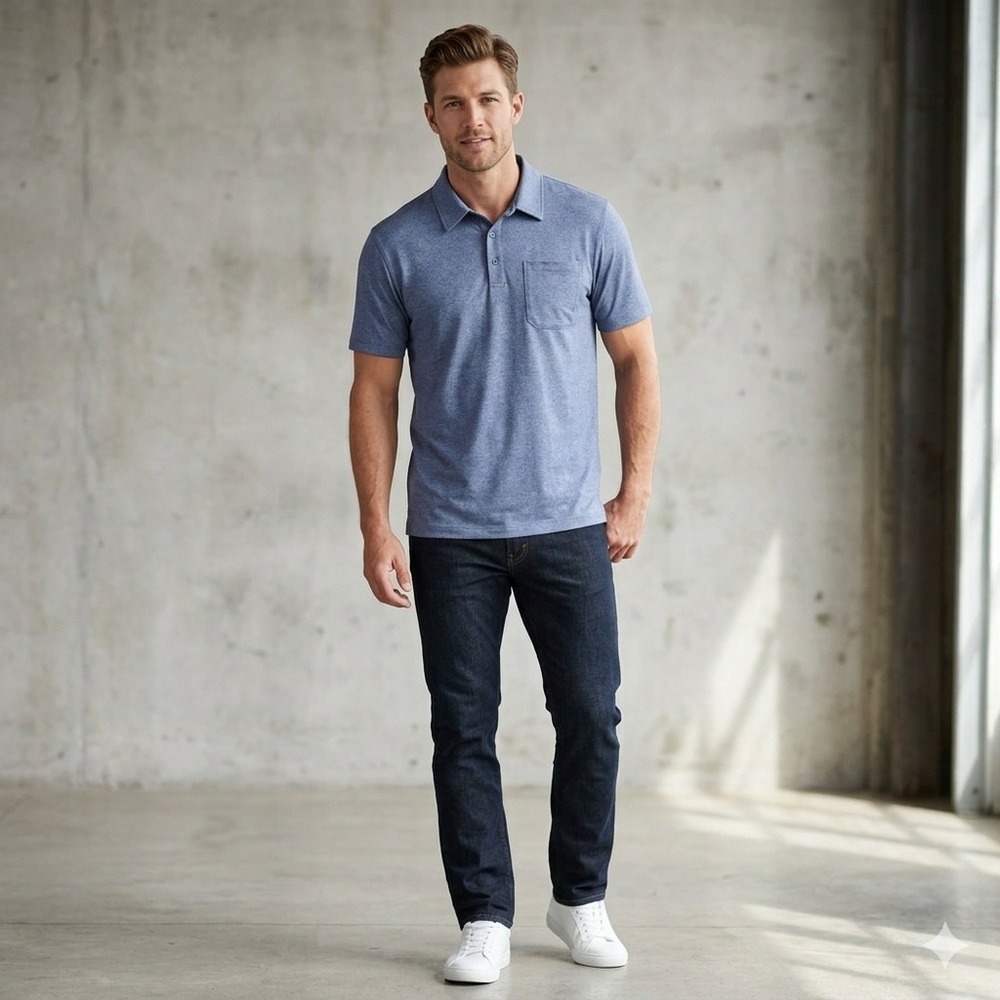 Duluth Trading Co Mens Size XL Blue Polo Shirt Standard Fit Untucked Pocket